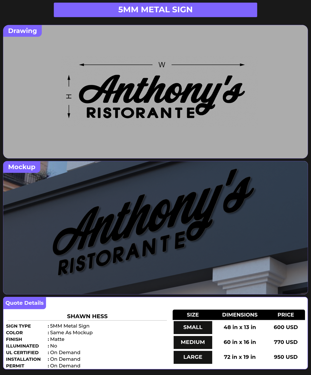 CUSTOM MOCKUP SIGN FOR Shawn Hess