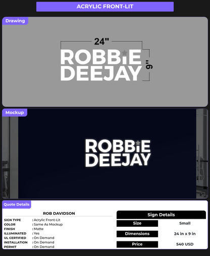 CUSTOM MOCKUP SIGN FOR Rob Davidson