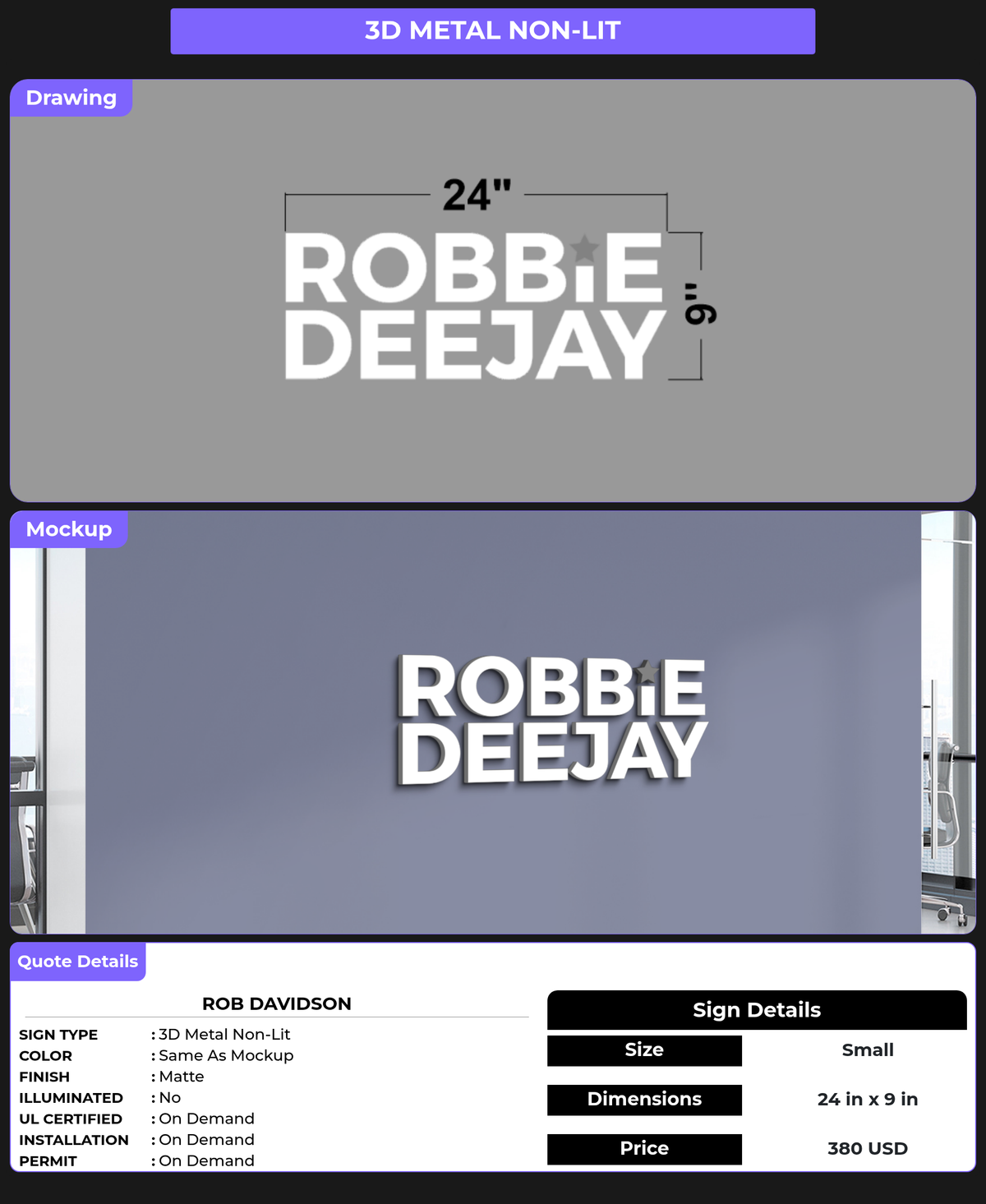 CUSTOM MOCKUP SIGN FOR Rob Davidson