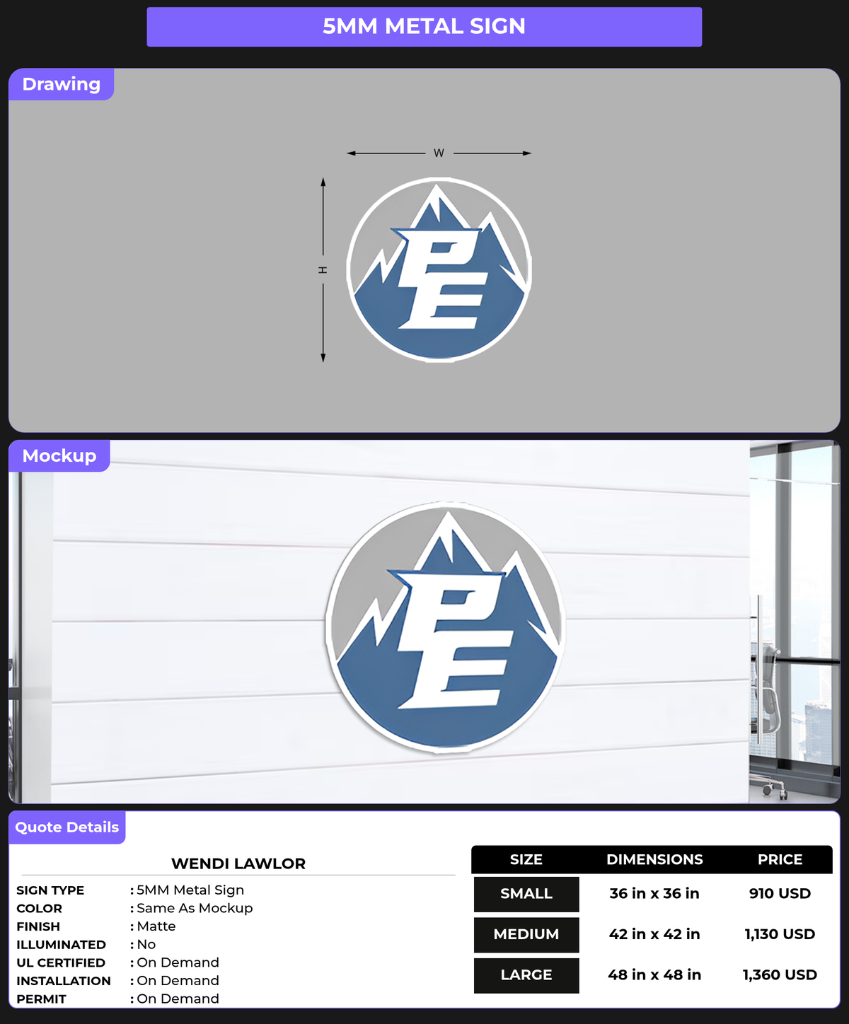 CUSTOM MOCKUP SIGN FOR Wendi Lawlor