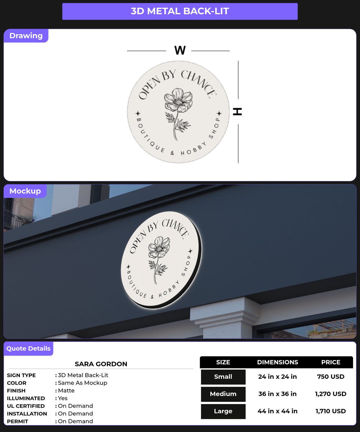 CUSTOM MOCKUP SIGN FOR Sara gordon