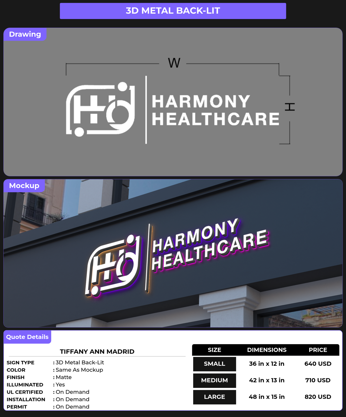 CUSTOM MOCKUP SIGN FOR TIFFANY ANN MADRID