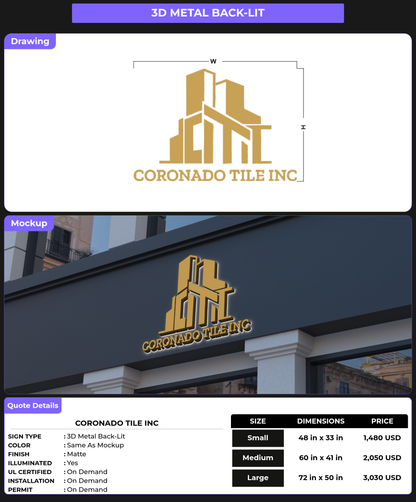 CUSTOM MOCKUP SIGN FOR CORONADO TILE INC