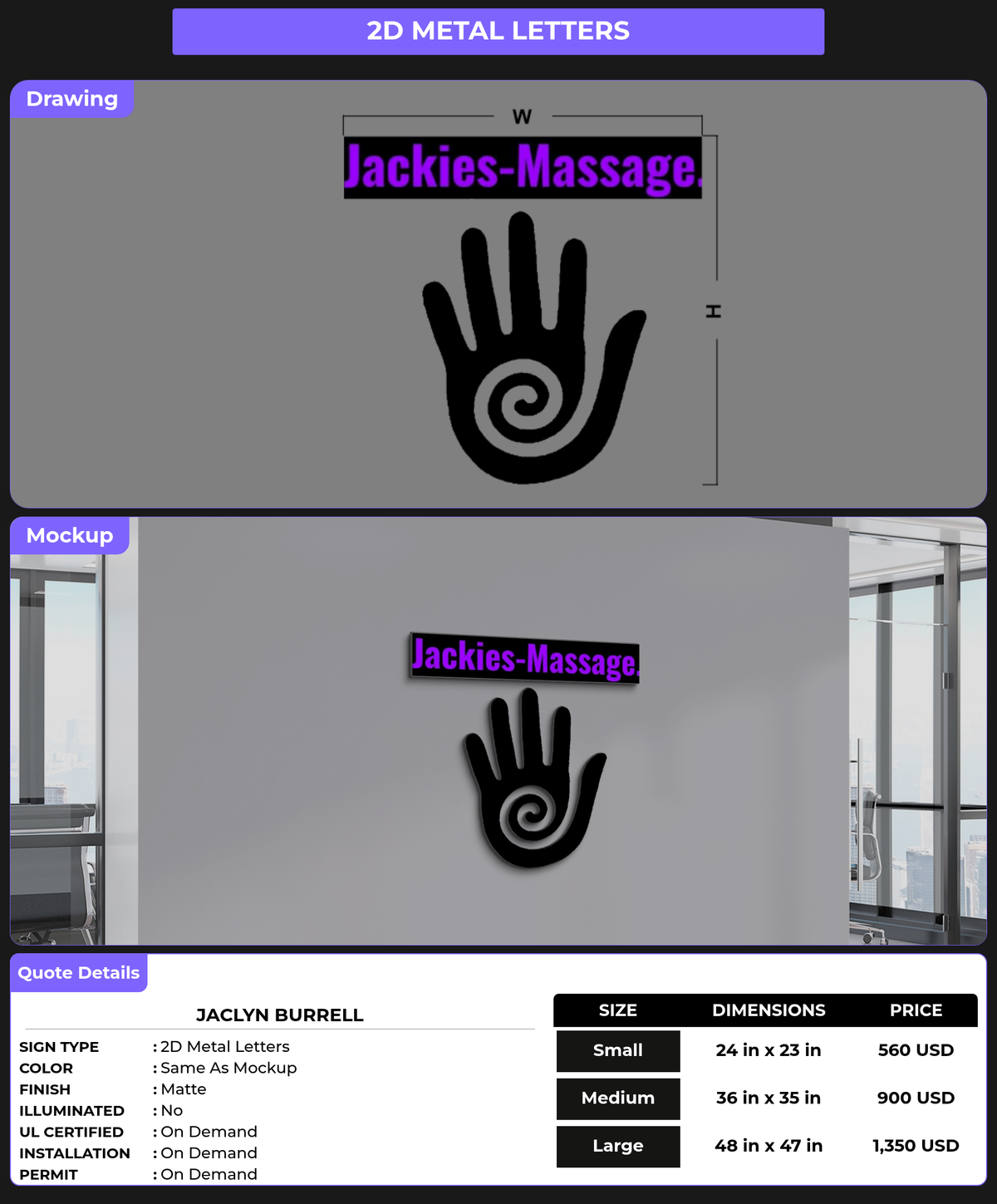 CUSTOM MOCKUP SIGN FOR Jaclyn Burrell
