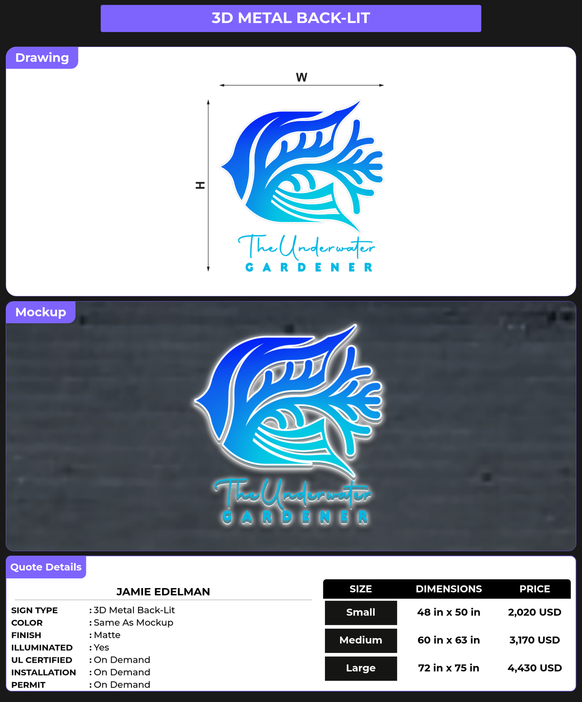CUSTOM MOCKUP SIGN FOR Jamie Edelman