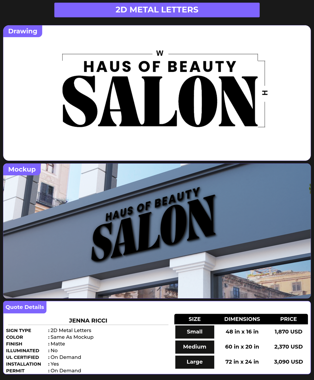 CUSTOM MOCKUP SIGN FOR Jenna Ricci