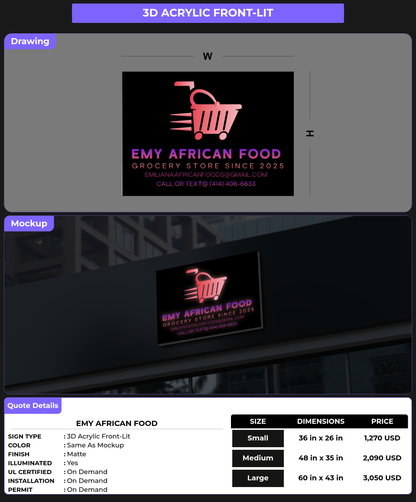 CUSTOM MOCKUP SIGN FOR emy african food