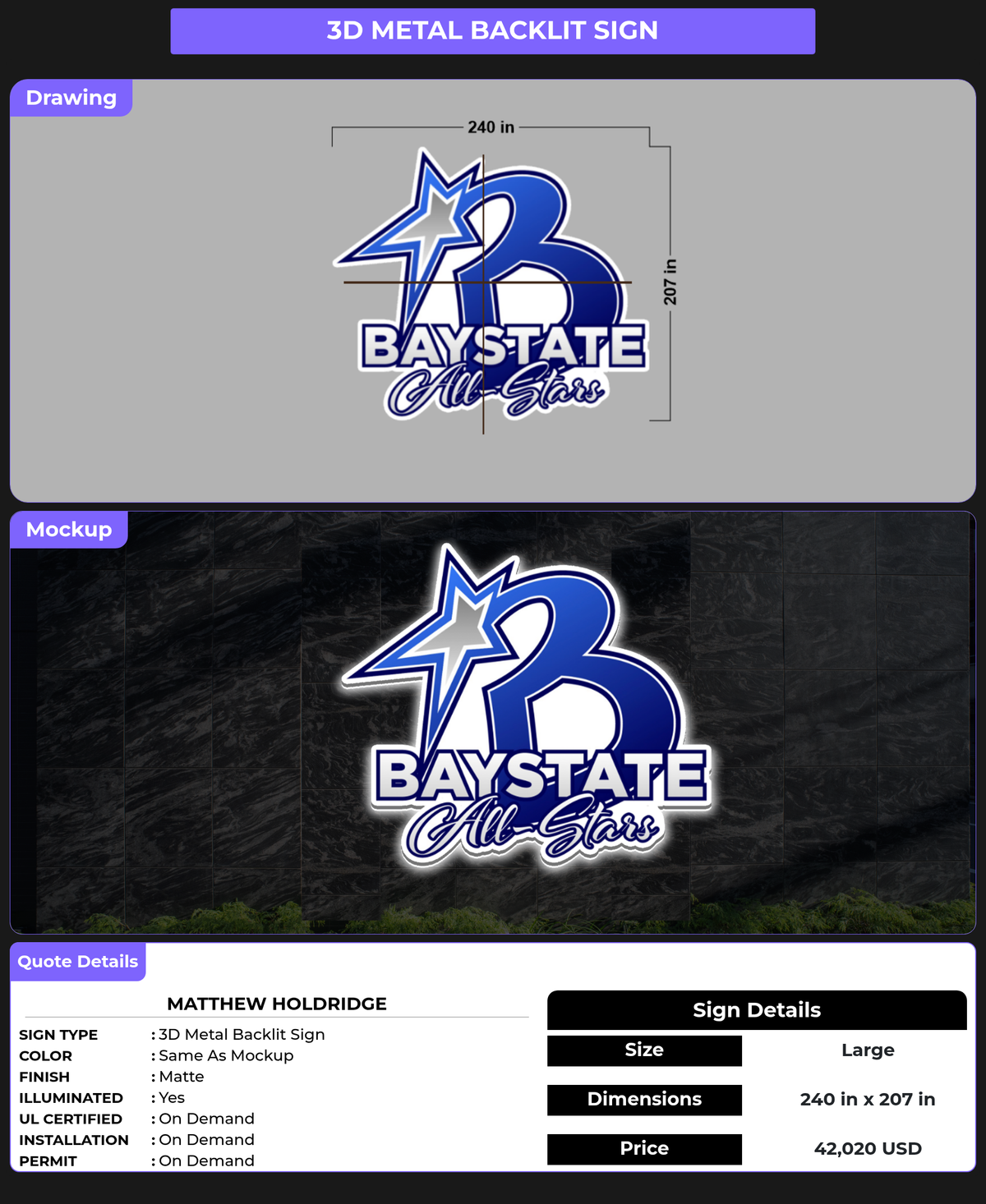 CUSTOM MOCKUP SIGN FOR Matthew Holdridge