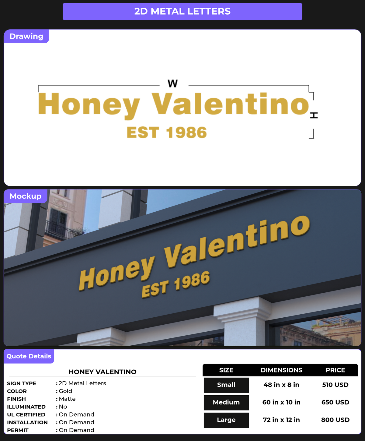 CUSTOM MOCKUP SIGN FOR Honey Valentino