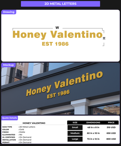 CUSTOM MOCKUP SIGN FOR Honey Valentino