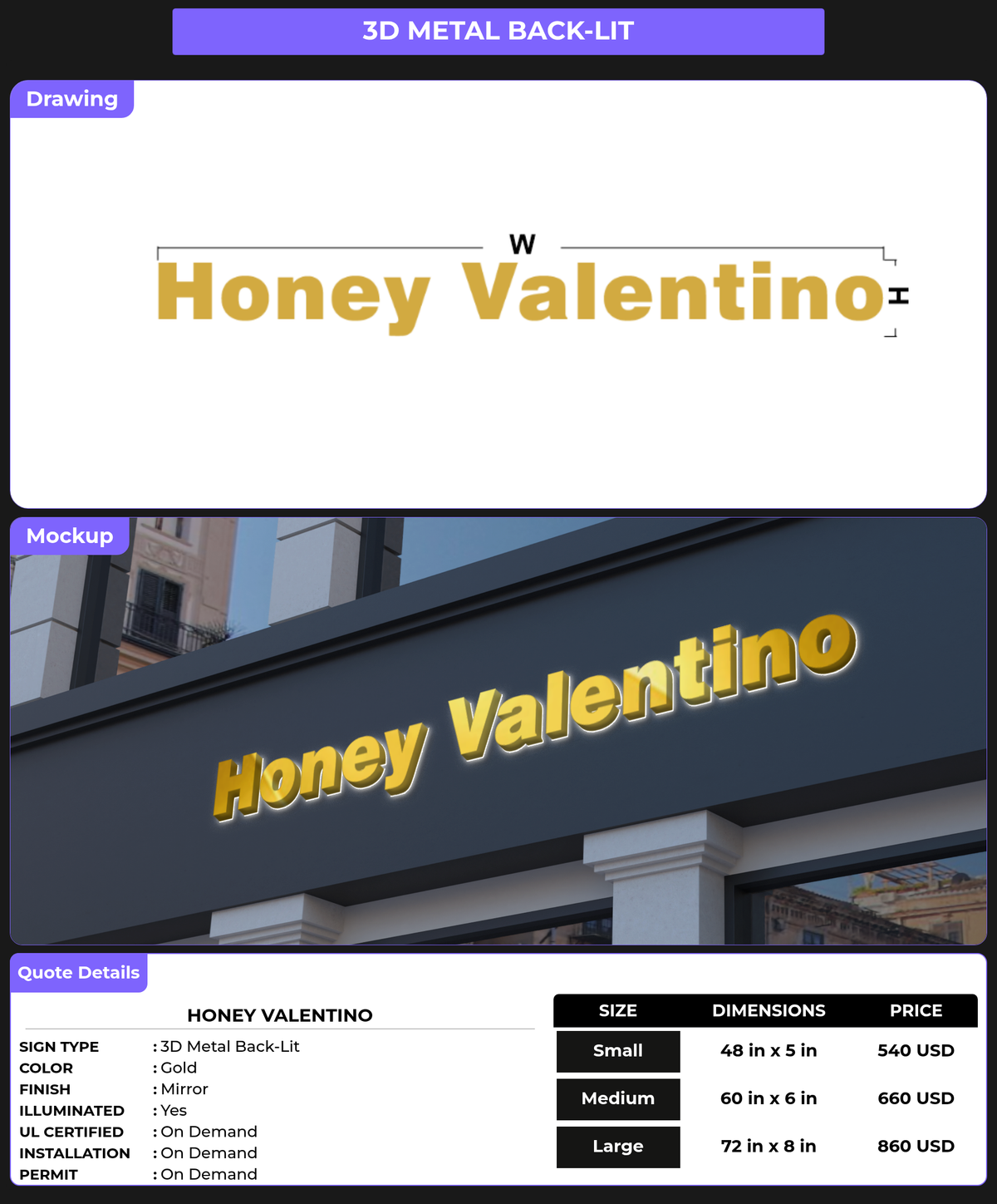 CUSTOM MOCKUP SIGN FOR Honey Valentino