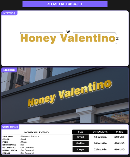 CUSTOM MOCKUP SIGN FOR Honey Valentino