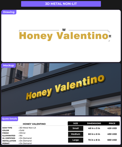 CUSTOM MOCKUP SIGN FOR Honey Valentino