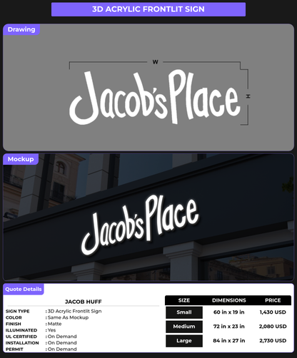 CUSTOM MOCKUP SIGN FOR Jacob Huff