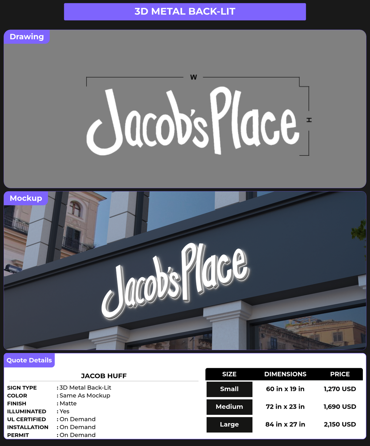 CUSTOM MOCKUP SIGN FOR Jacob Huff