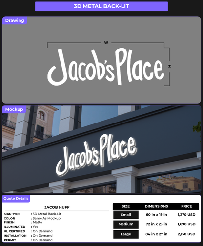CUSTOM MOCKUP SIGN FOR Jacob Huff