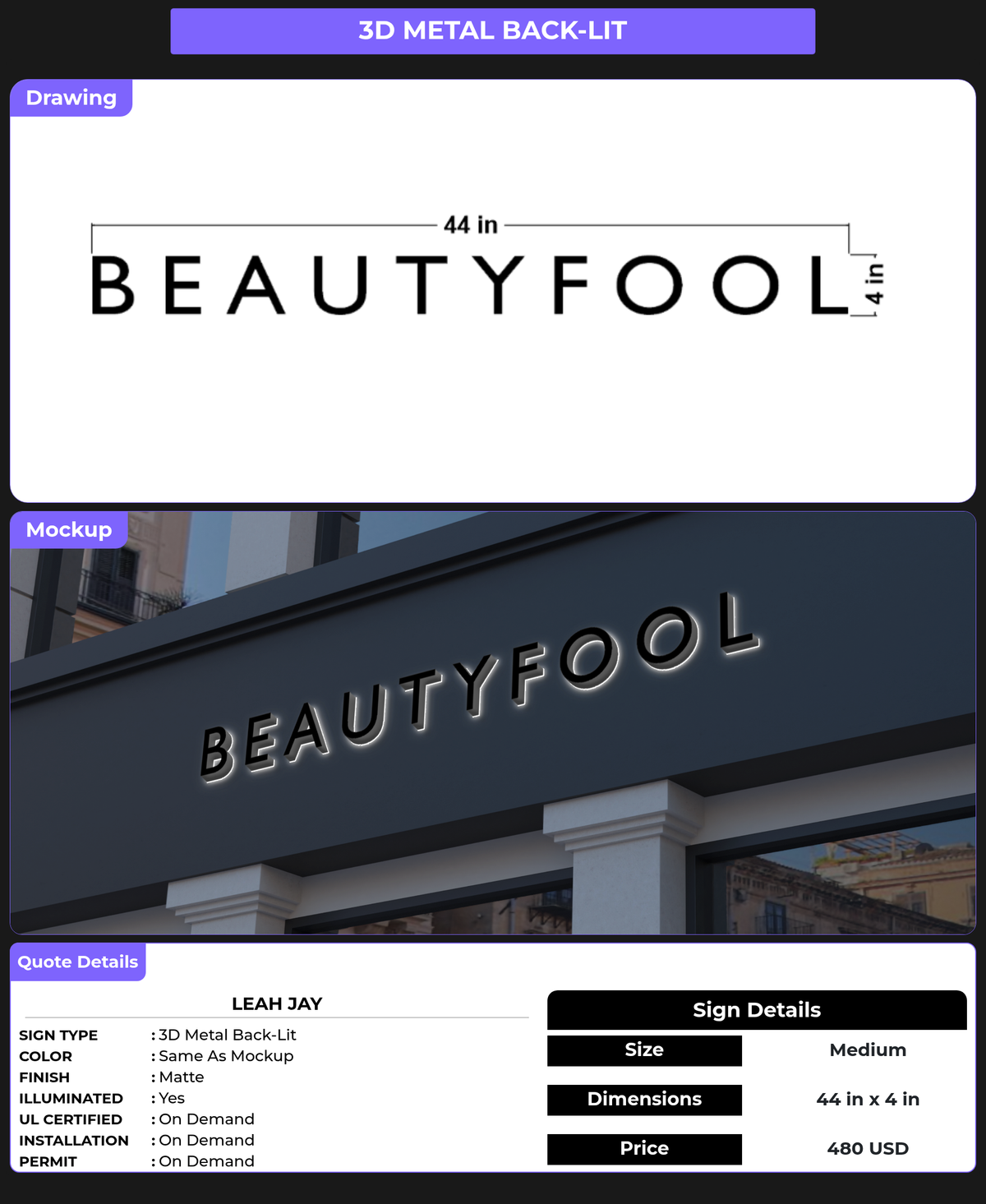 CUSTOM MOCKUP SIGN FOR Leah Jay