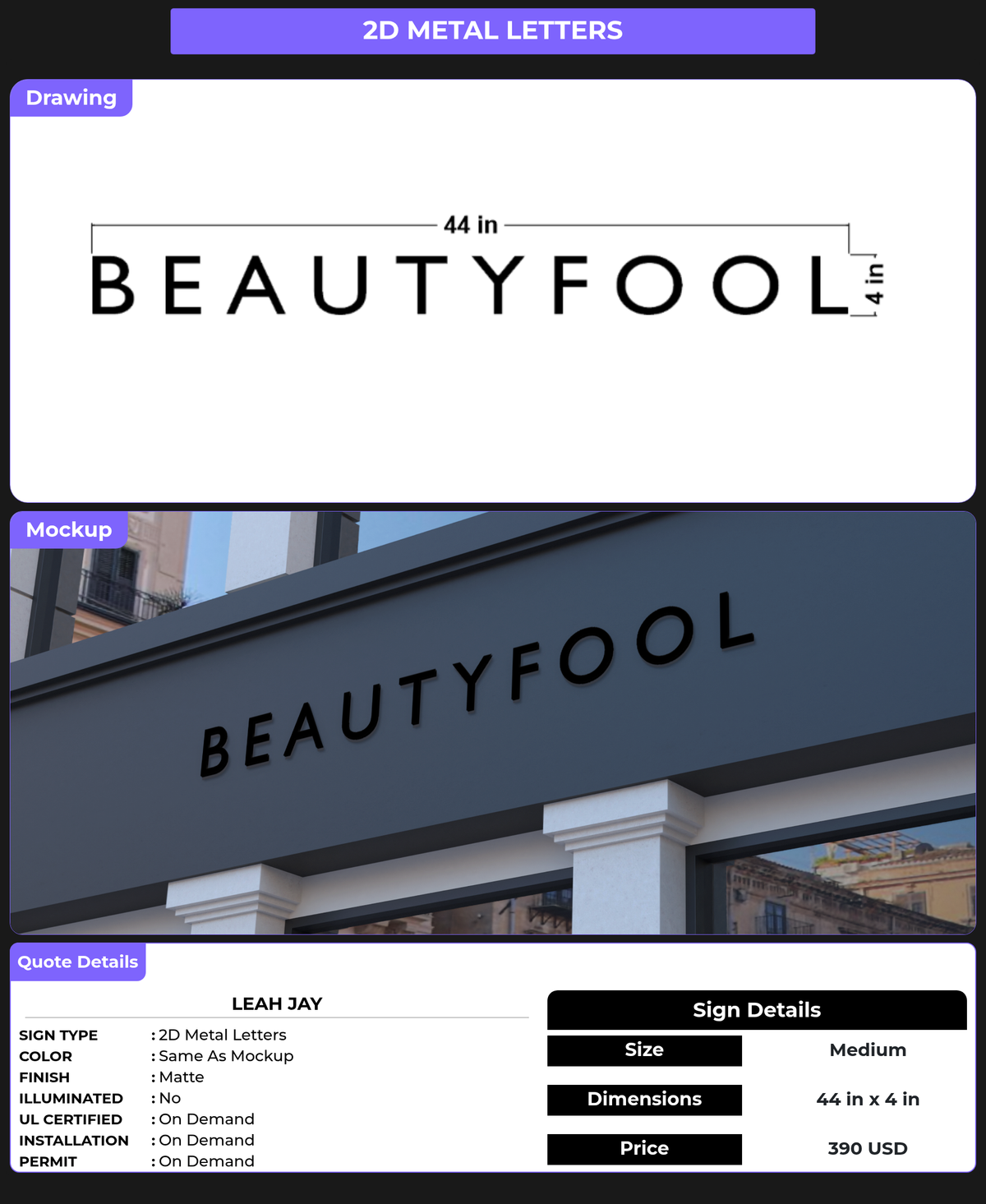 CUSTOM MOCKUP SIGN FOR Leah Jay