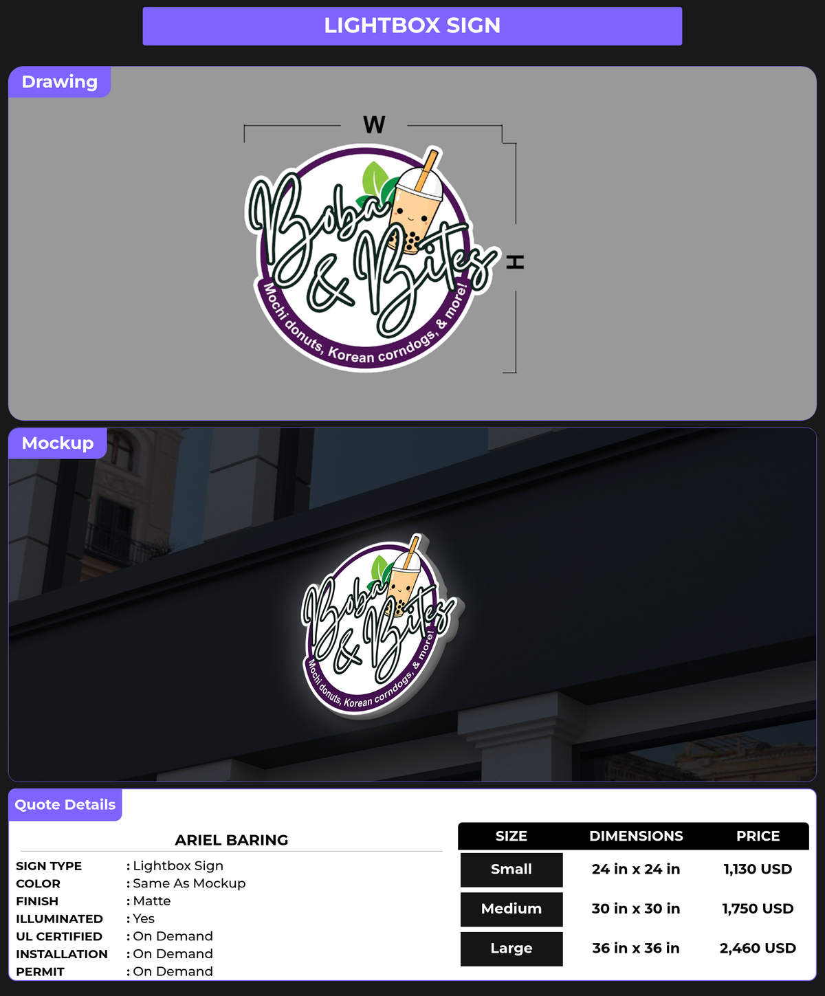 CUSTOM MOCKUP SIGN FOR Ariel Baring