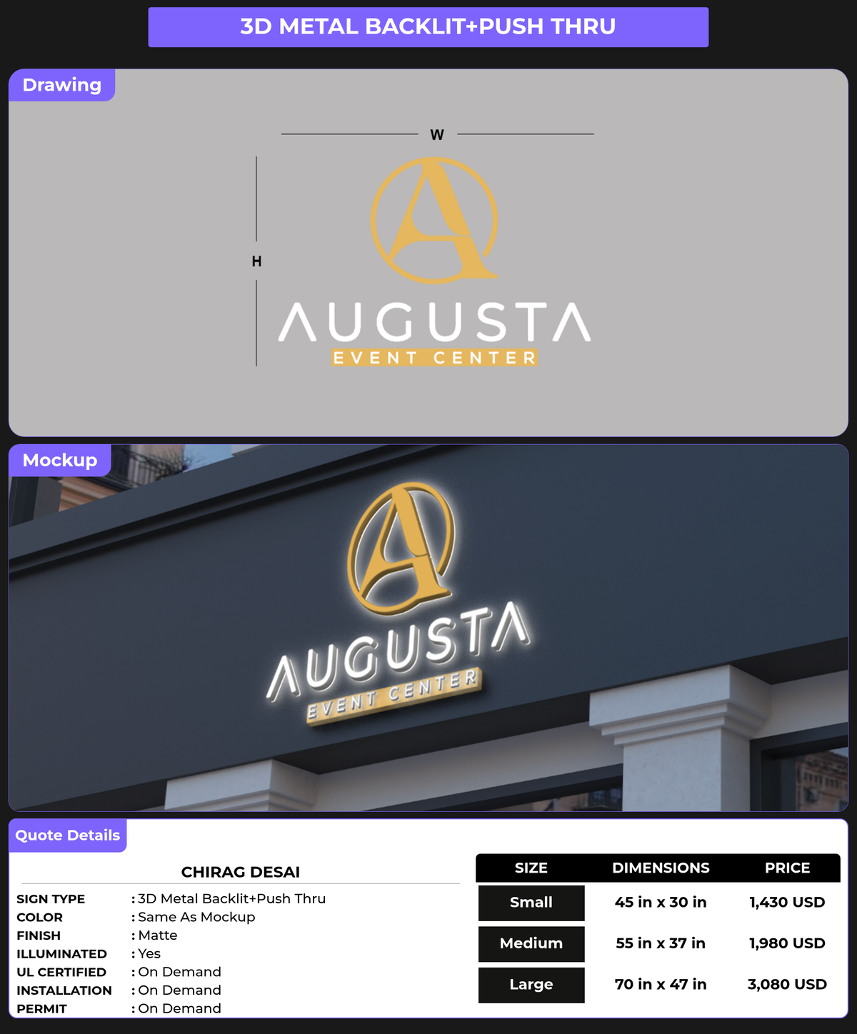 CUSTOM MOCKUP SIGN FOR Chirag Desai