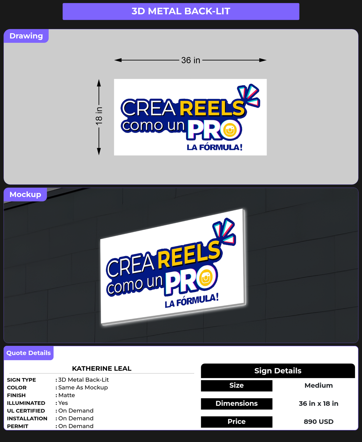 CUSTOM MOCKUP SIGN FOR Katherine Leal