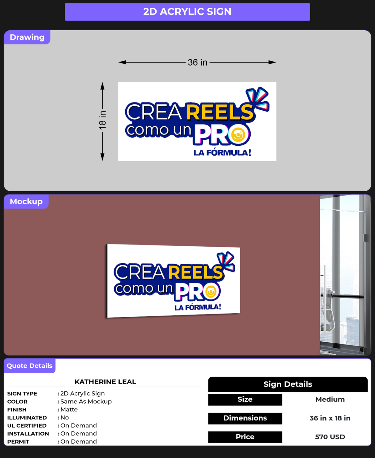 CUSTOM MOCKUP SIGN FOR Katherine Leal