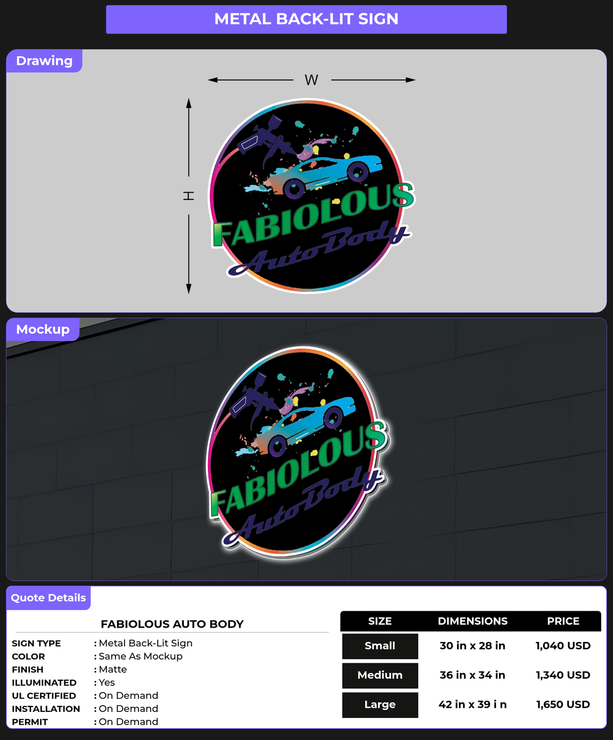 CUSTOM MOCKUP SIGN FOR Fabiolous Auto Body