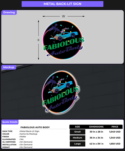 CUSTOM MOCKUP SIGN FOR Fabiolous Auto Body