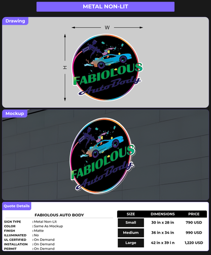 CUSTOM MOCKUP SIGN FOR Fabiolous Auto Body