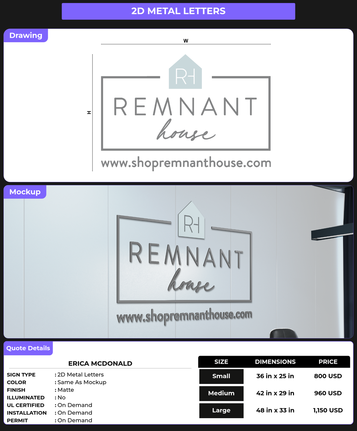 CUSTOM MOCKUP SIGN FOR Erica McDonald