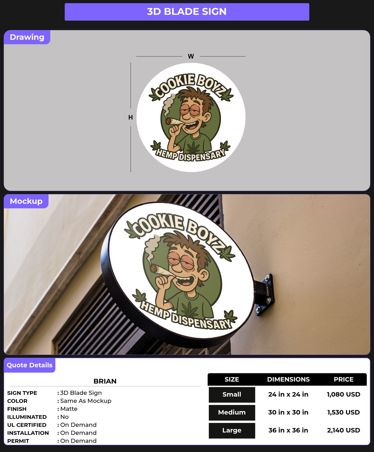CUSTOM MOCKUP SIGN FOR Brian