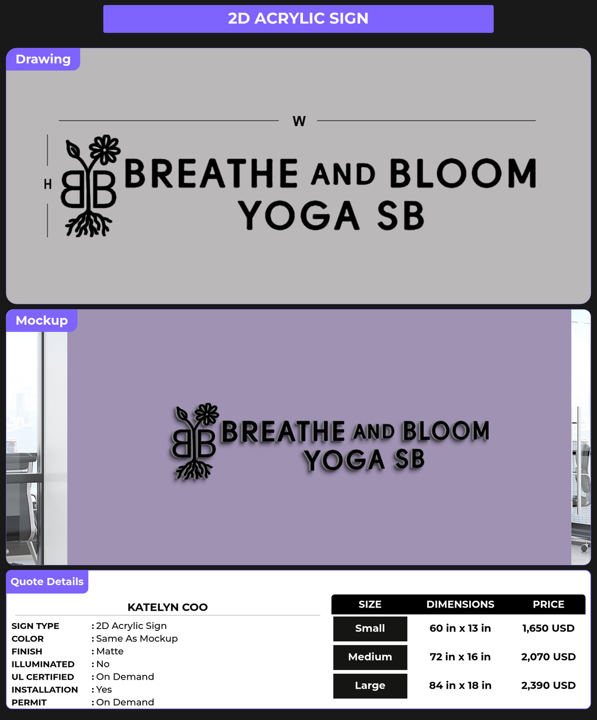 CUSTOM MOCKUP SIGN FOR Katelyn coo