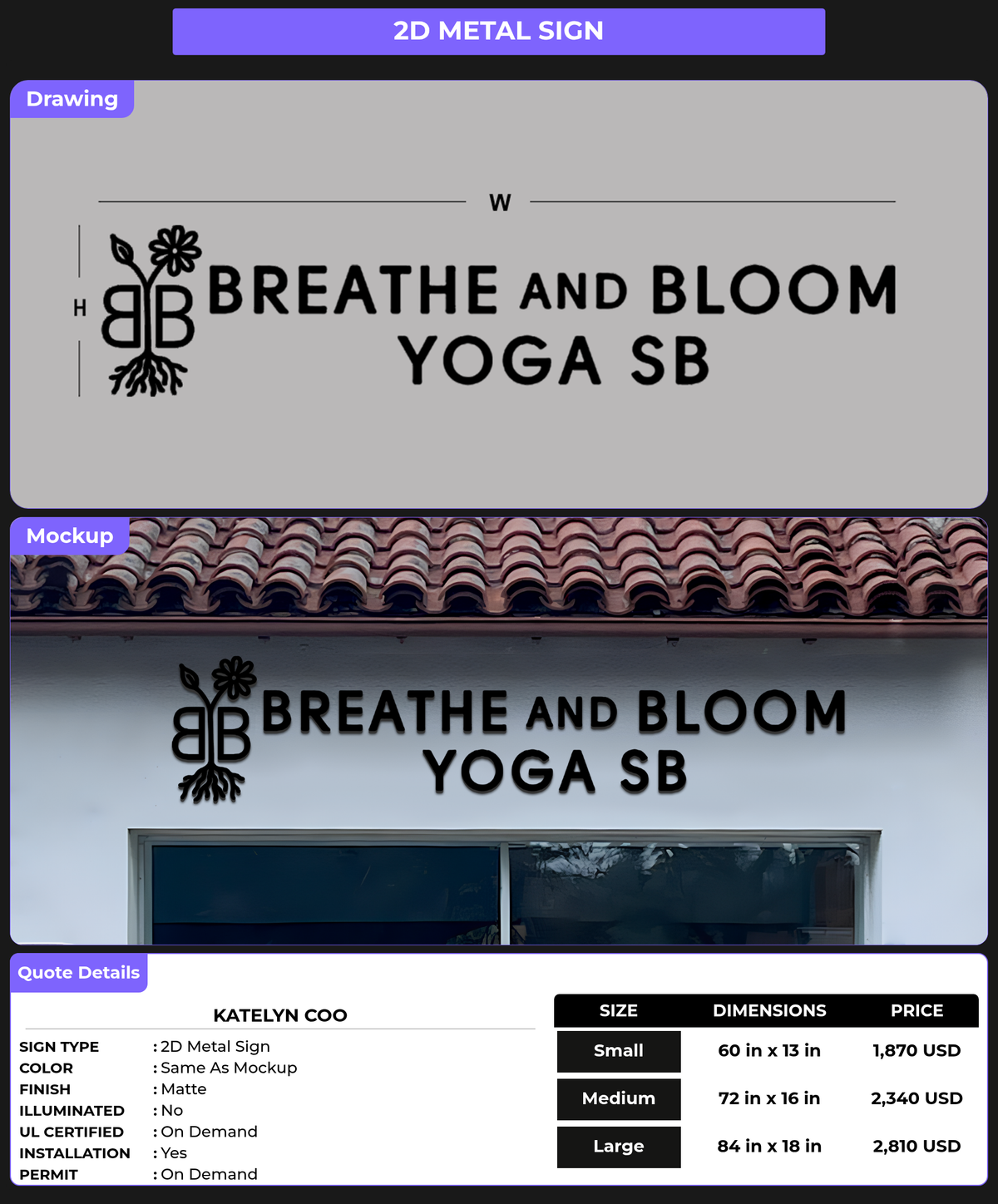 CUSTOM MOCKUP SIGN FOR Katelyn coo
