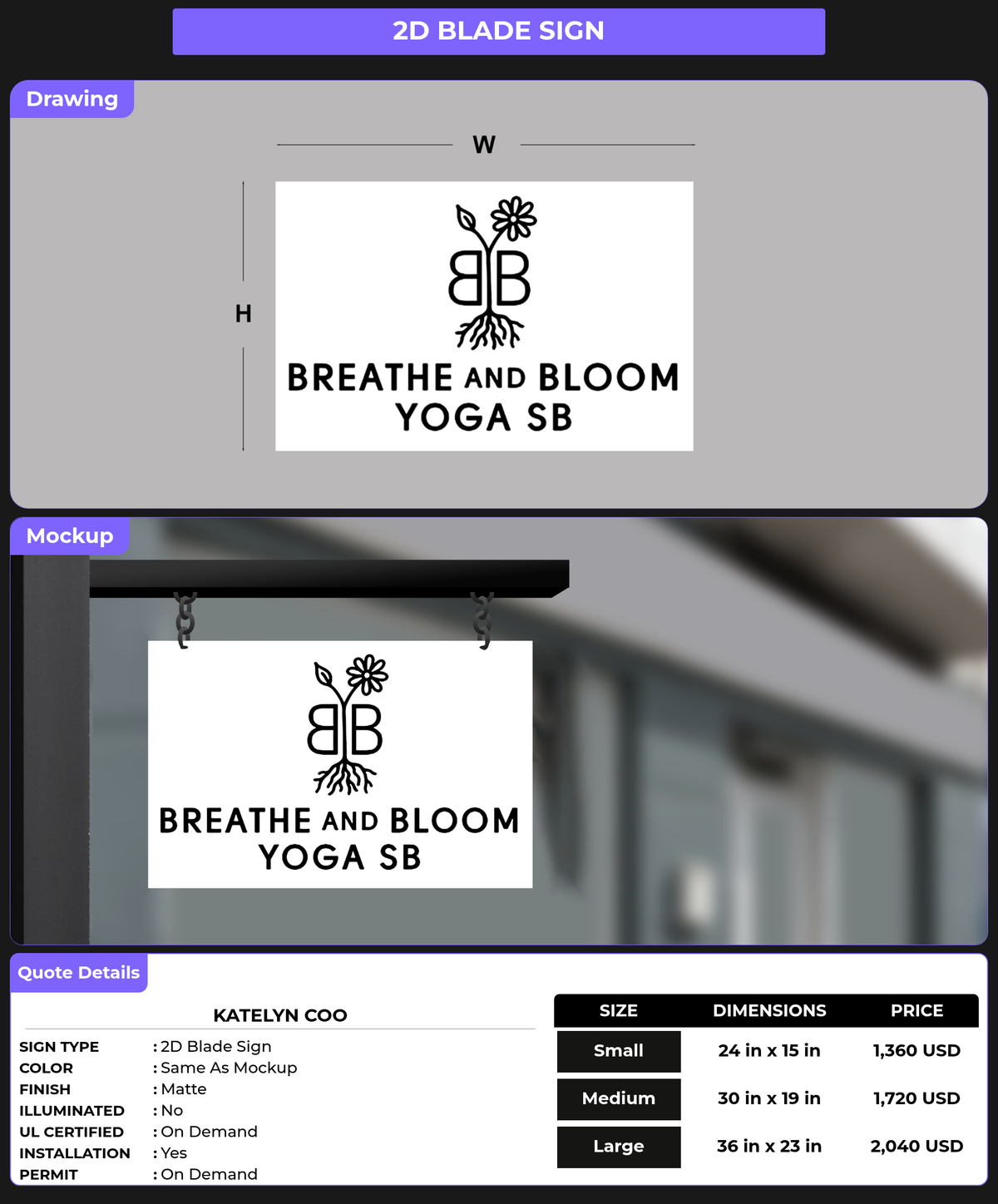 CUSTOM MOCKUP SIGN FOR Katelyn coo