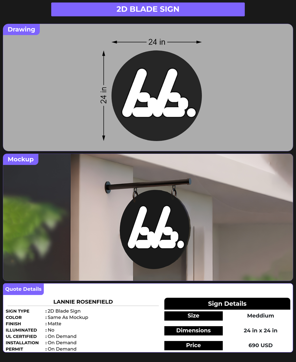 CUSTOM MOCKUP SIGN FOR Lannie Rosenfield