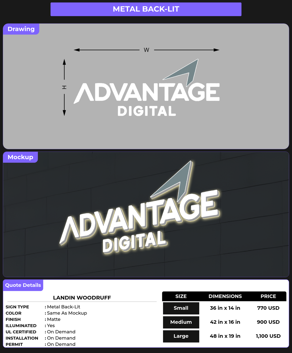 CUSTOM MOCKUP SIGN FOR Landin Woodruff
