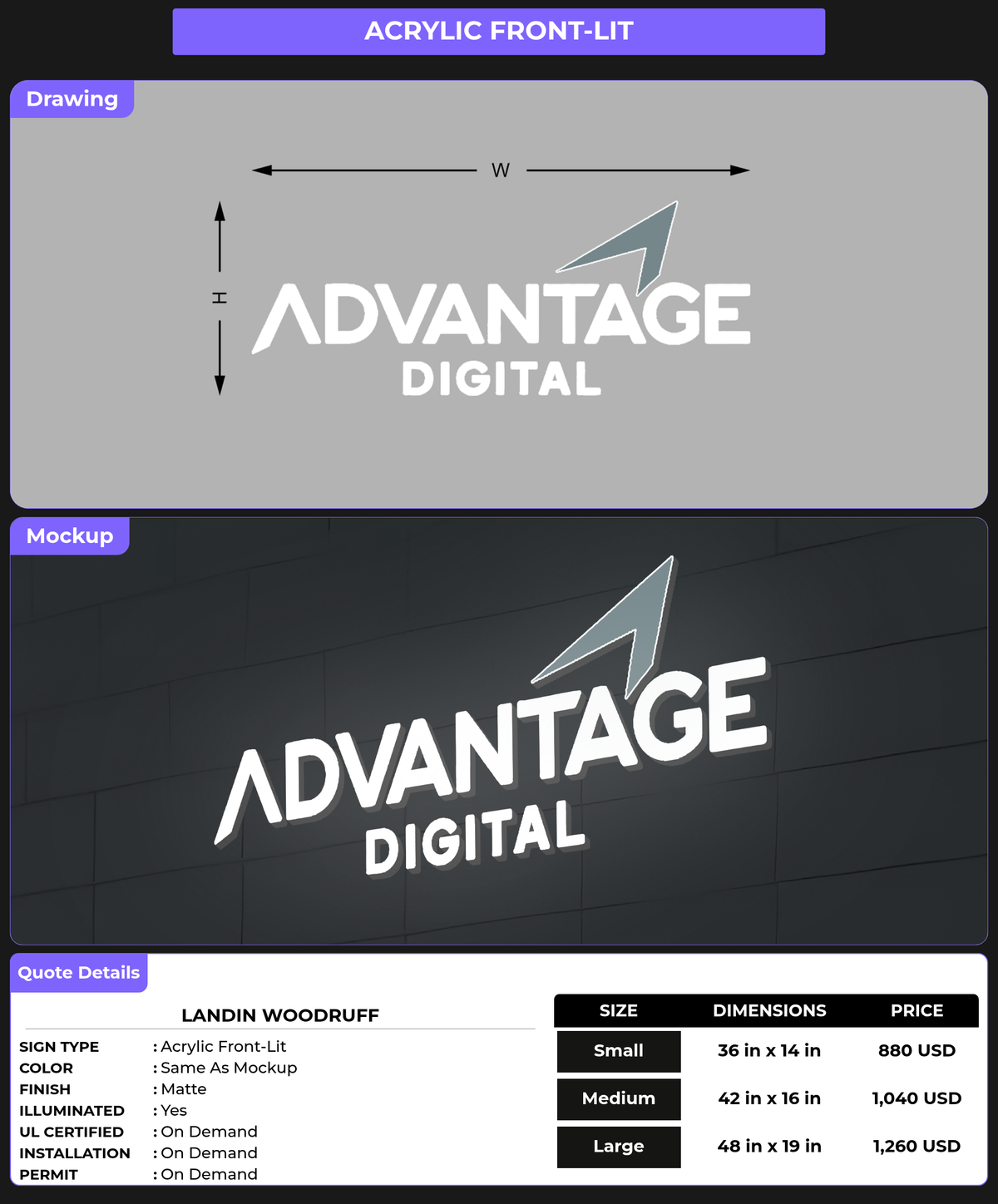 CUSTOM MOCKUP SIGN FOR Landin Woodruff