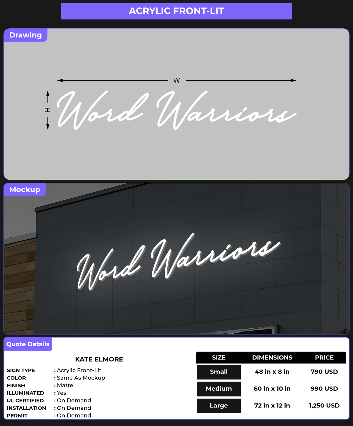 CUSTOM MOCKUP SIGN FOR Kate Elmore