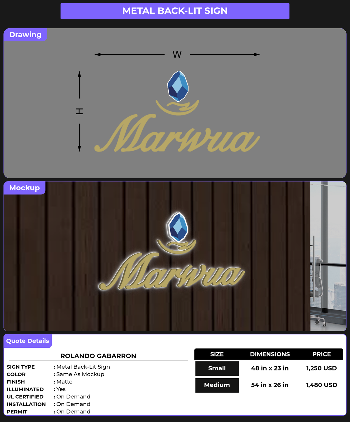CUSTOM MOCKUP SIGN FOR Rolando Gabarron