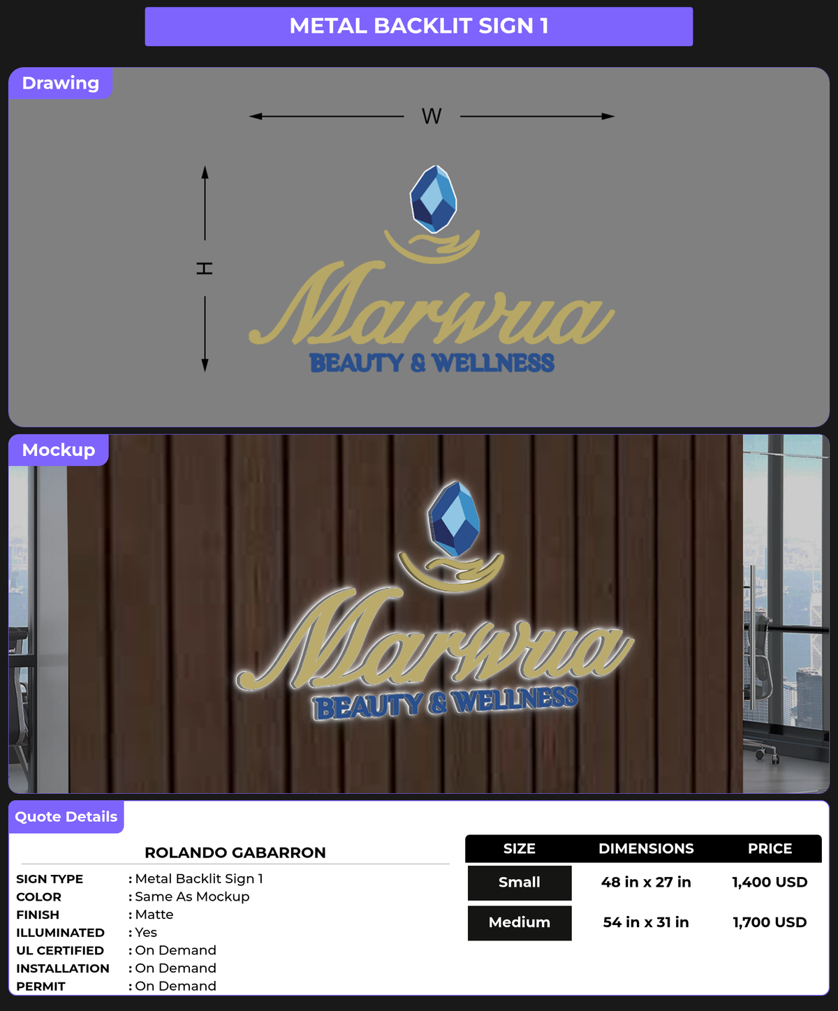 CUSTOM MOCKUP SIGN FOR Rolando Gabarron