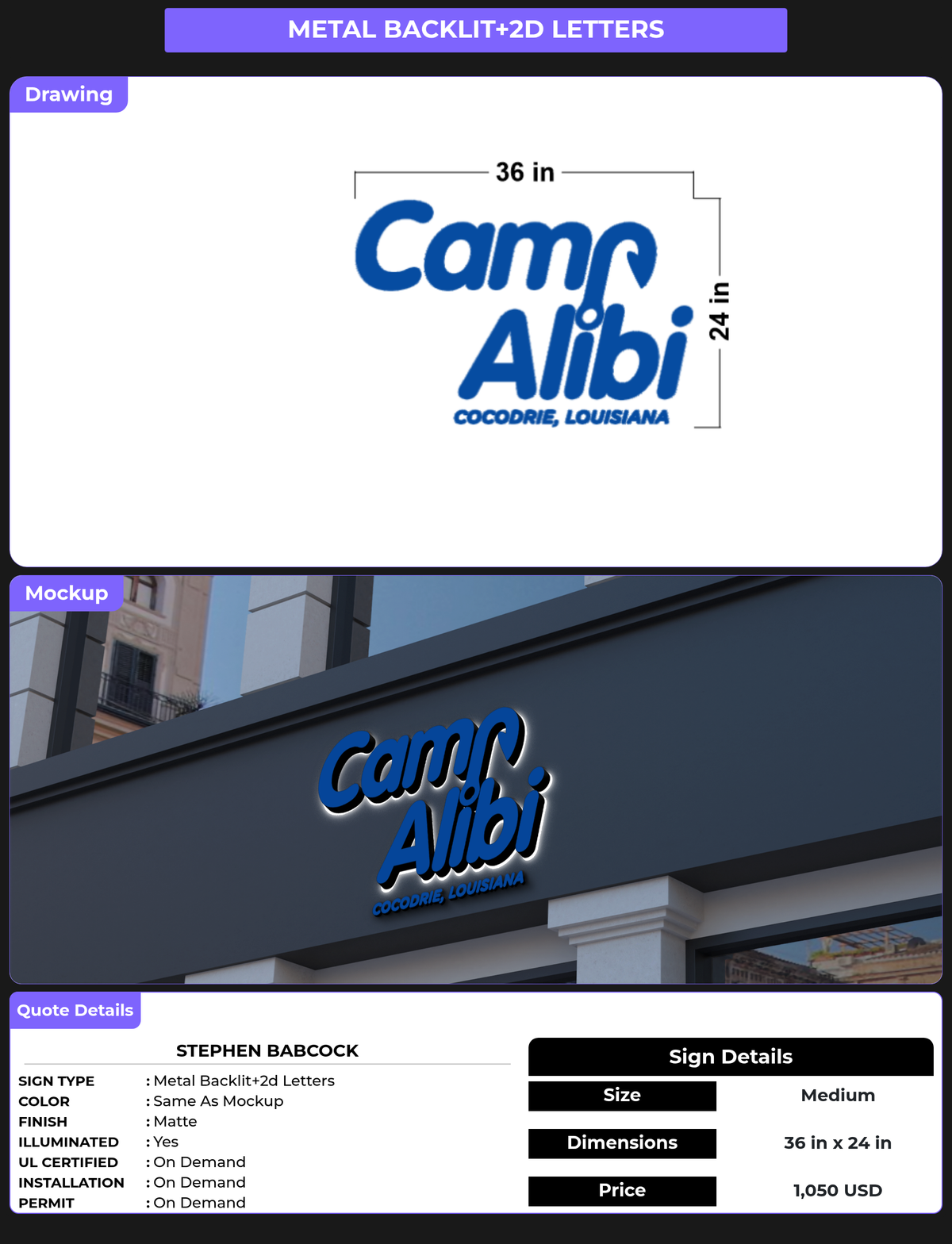 CUSTOM MOCKUP SIGN FOR Stephen Babcock
