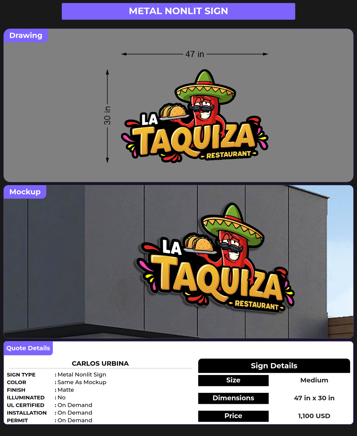 CUSTOM MOCKUP SIGN FOR Carlos Urbina