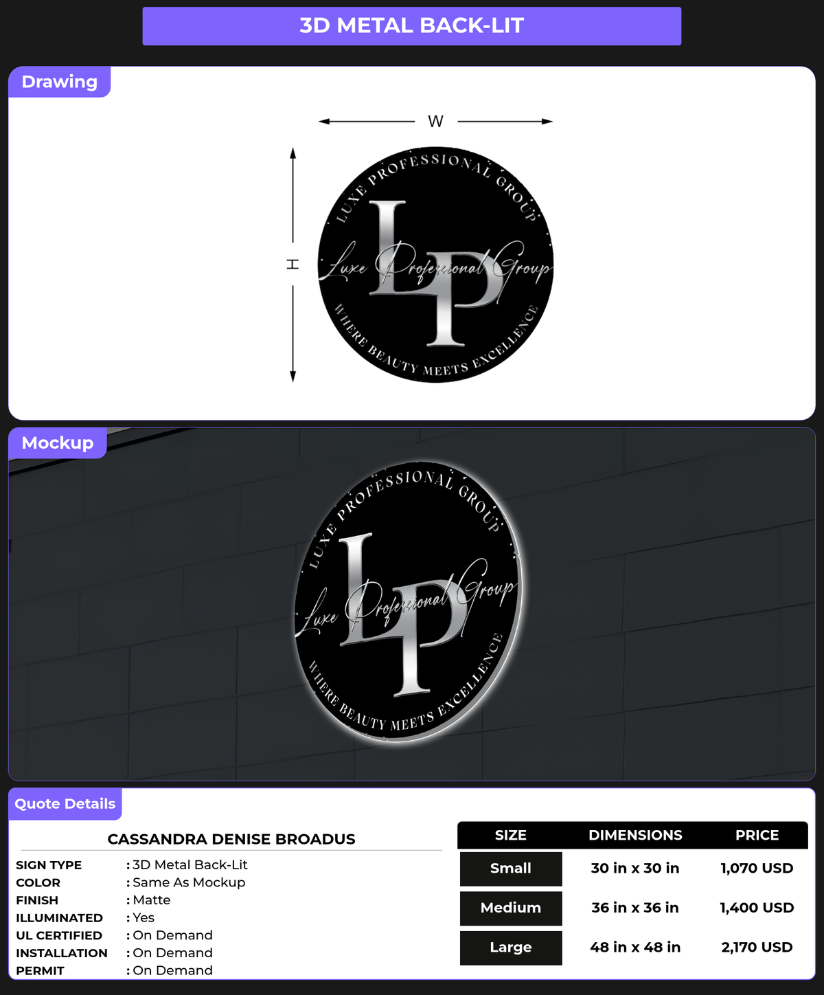CUSTOM MOCKUP SIGN FOR Cassandra Denise Broadus