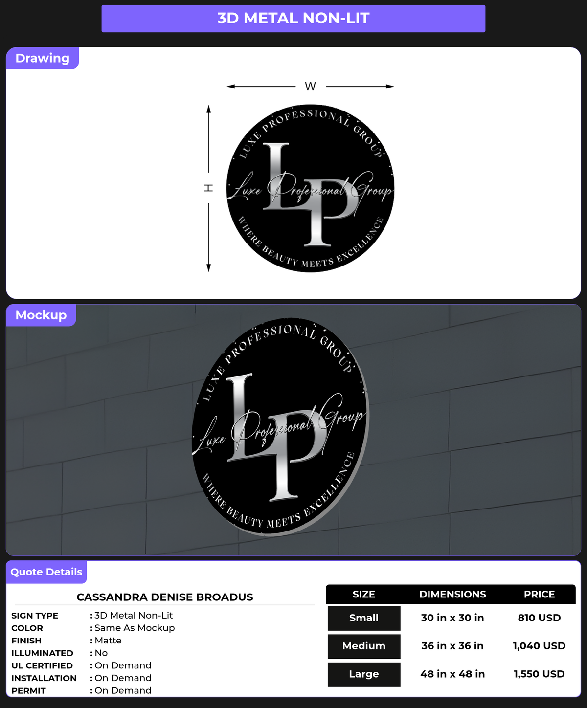 CUSTOM MOCKUP SIGN FOR Cassandra Denise Broadus