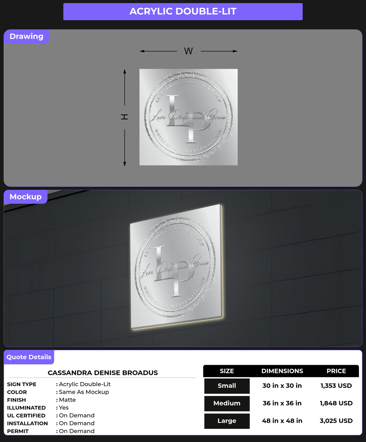 CUSTOM MOCKUP SIGN FOR Cassandra Denise Broadus