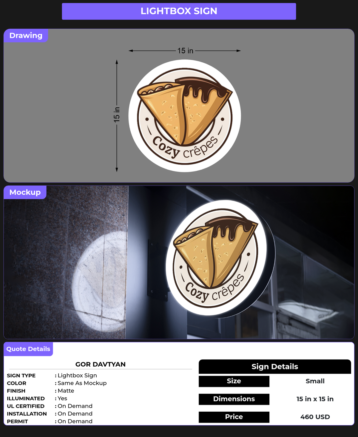 CUSTOM MOCKUP SIGN FOR GOR DAVTYAN