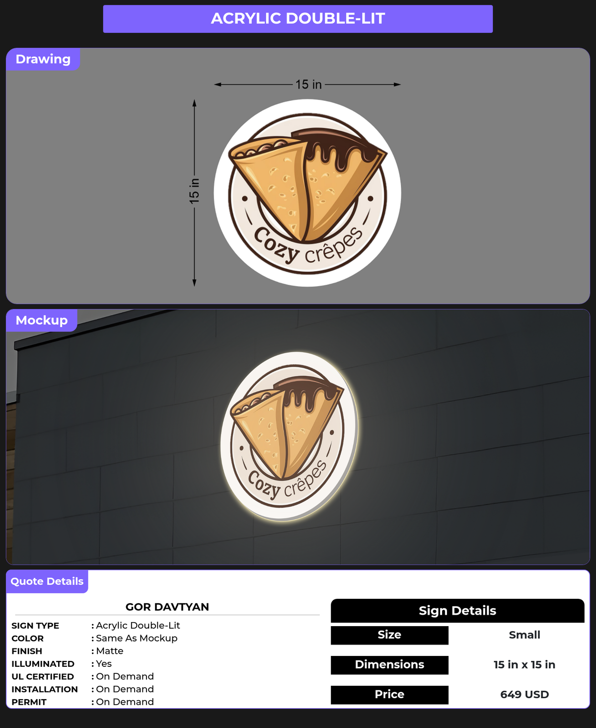 CUSTOM MOCKUP SIGN FOR GOR DAVTYAN