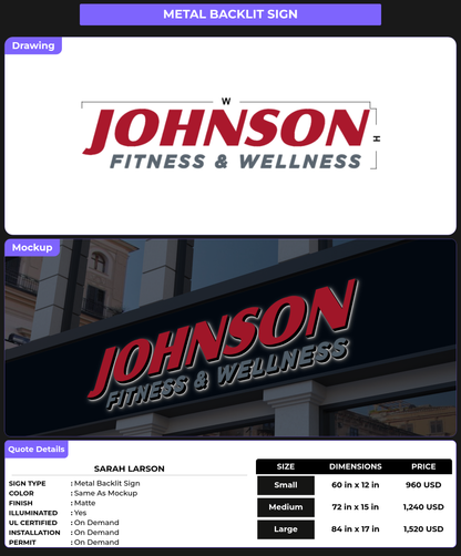 CUSTOM MOCKUP SIGN FOR Sarah Larson