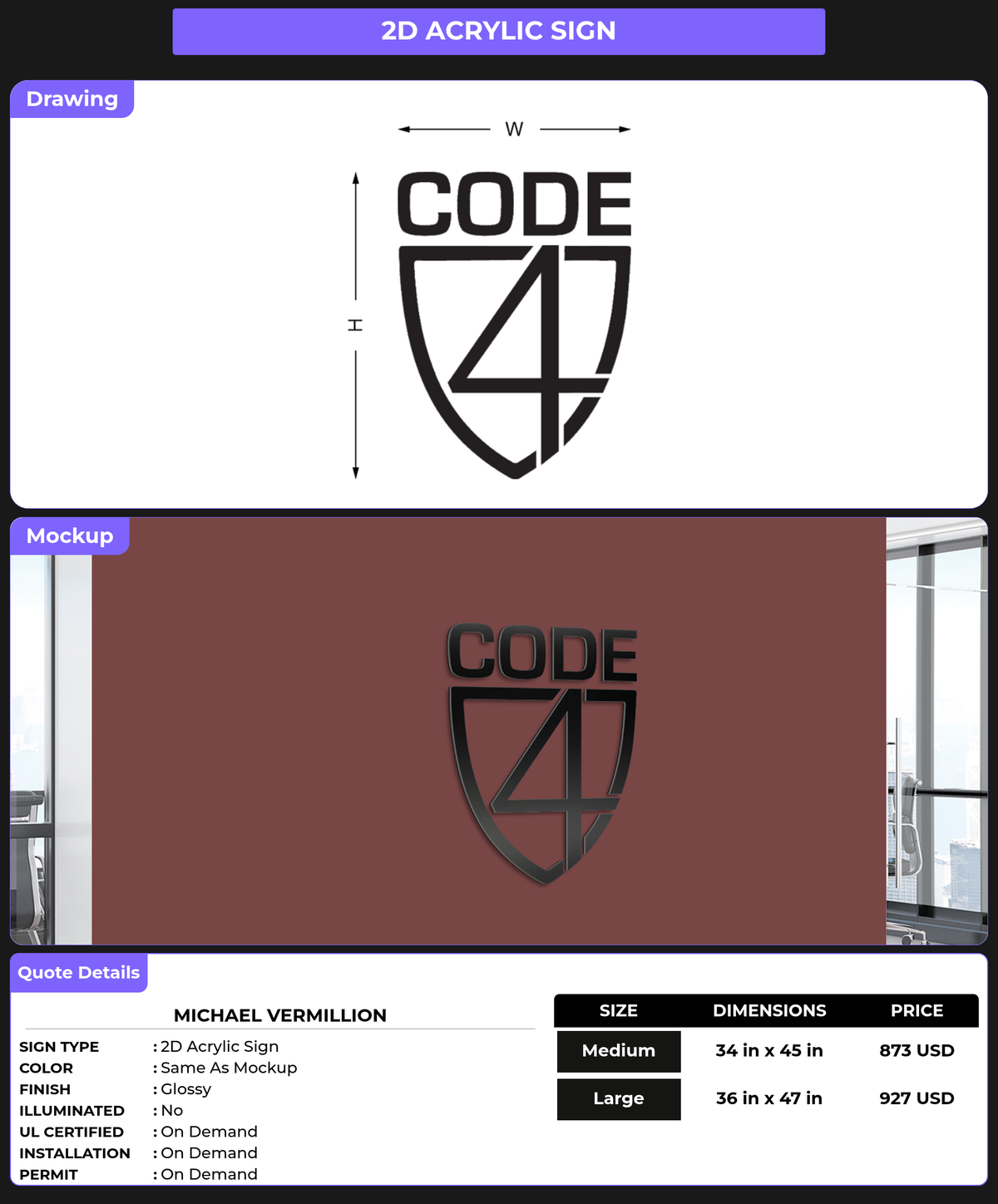CUSTOM MOCKUP SIGN FOR Michael Vermillion