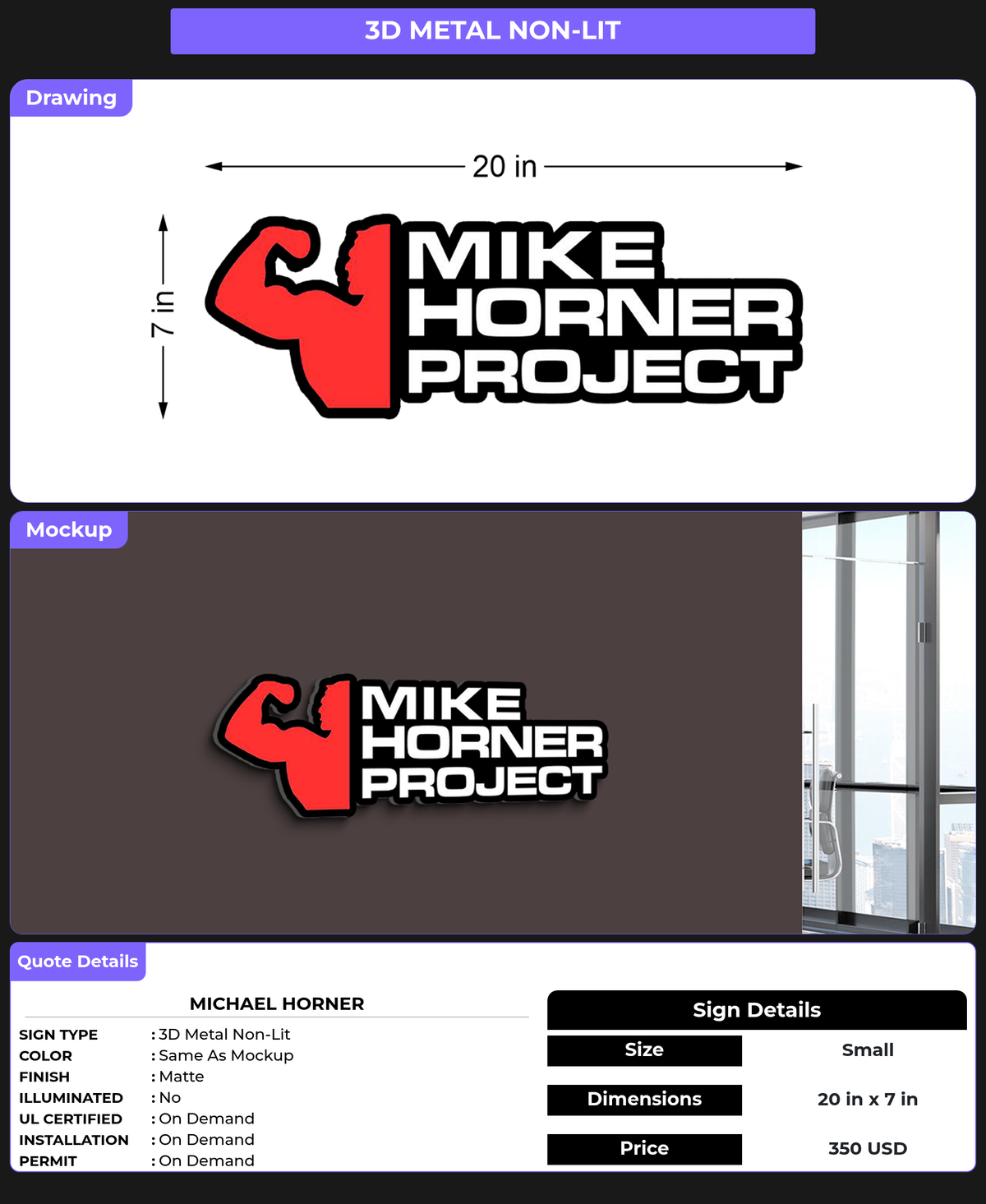 CUSTOM MOCKUP SIGN FOR Michael Horner